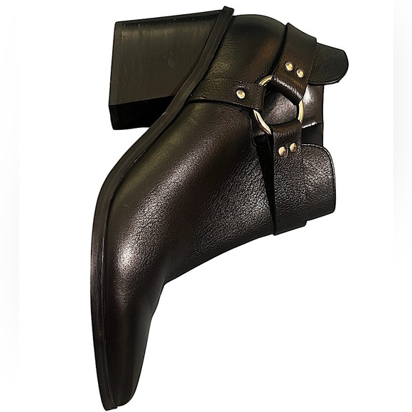 Nine West black leather w buckle heeled booties Size 9.5 - Picture 2 of 8